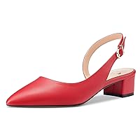 Castamere Women Chunky Block Low Kitten Heel Pointed Toe Slingback Pumps Classic Cute Party Office 1.4 Inches Heels