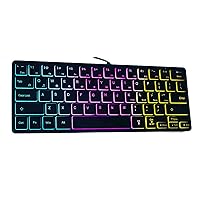 Gaming Keyboard 60 Percent, 64 Keys Compact Mini Ultra Thin Portable Wired Keyboard with Silent Click RGB Backlit Ergonomic Stand, for Gamers Office Mac Windows PC Laptop (Black)