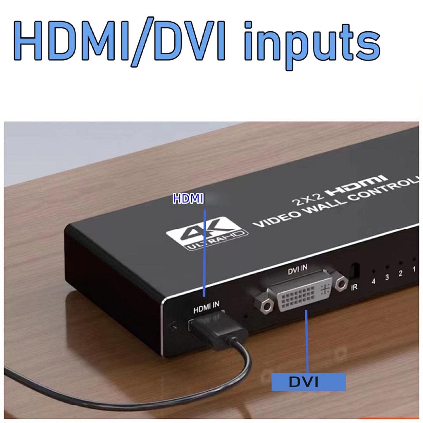 MOUDOAUER 4K 2x2 Video Wall Controller Matrix HDMI/DVI Input 1080P 60Hz Multi Screen Stitching Processor Splicer 1X2 1X4 1X3 2X1 3x1 4X1