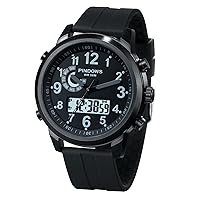 PINDOWS Watches for Men, Military Digital Watches Analogue Quartz Waterproof Watch Sport Multifunction Heavy Duty Outdoor Watches for Men Alarm Stopwatch Silicone Strap