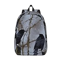 Canvas Backpack for Men Women Laptop Backpack Black Crow Birds Travel Rucksack Lightweight Canvas Daypack