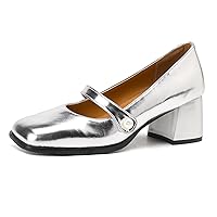 Pumps Shoes Women Strappy Mary Jane Heels Block Chunky Heel for Party Office Casual Wedding