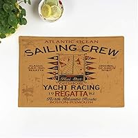 Set of 8 Placemats Atlantic Ocean Sailing Crew Yacht Racing Print for Boy Nautical Wear Grunge Effect 12.5x17 Inch Non-Slip Washable Place Mats for Dinner Parties Decor Kitchen Table