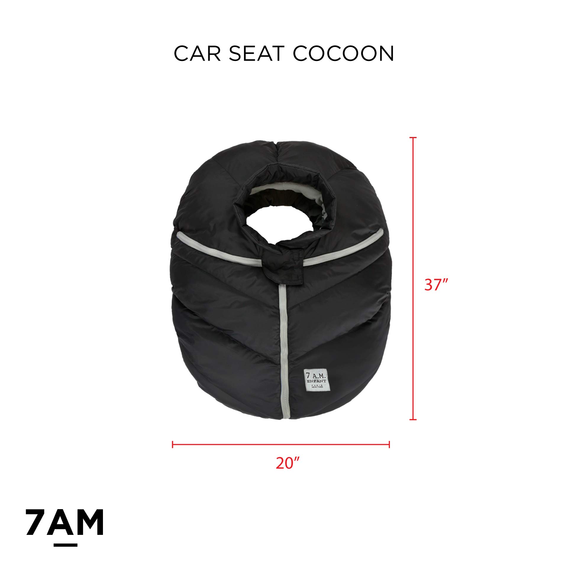 7AM Enfant Car Seat Covers - Cocoon Baby Cover for Boys & Girls, Rain & Snow Repellent, Breathable Windproof, Center Zipper, Universal Fit for Infant Car Seat (0-12M)