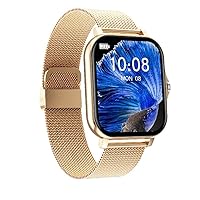 Smart Watch with Text and Call for Android Phones Women Smart Watch for iPhone Compatible Fitness Tracker Sports Digital Watch Fitness (Gold Silicone)