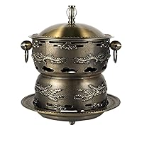 Stainless Steel Small Hot Pot, Single Person Thickened Hot Pot, Household Commercial Environment-friendly Oil Alcohol Small Hot Pot Outdoor Picnic (Color : Brass, Size : 22cm)