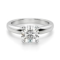 2 CT Round Colorless Moissanite Engagement Ring for Women/Her, Wedding Bridal Ring Sets Sterling Silver Solid Gold Diamond Solitaire 4-Prong Set Ring