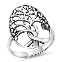 CHOOSE YOUR COLOR Sterling Silver Tree of Life Ring