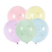 Talking Tables Pack of 12 Pastel Balloons | Fairy Party Decorations for Kids Birthday, Mother's Day | Made of Latex with Printed Design and Ribbon to Attach - Fill Air or Helium