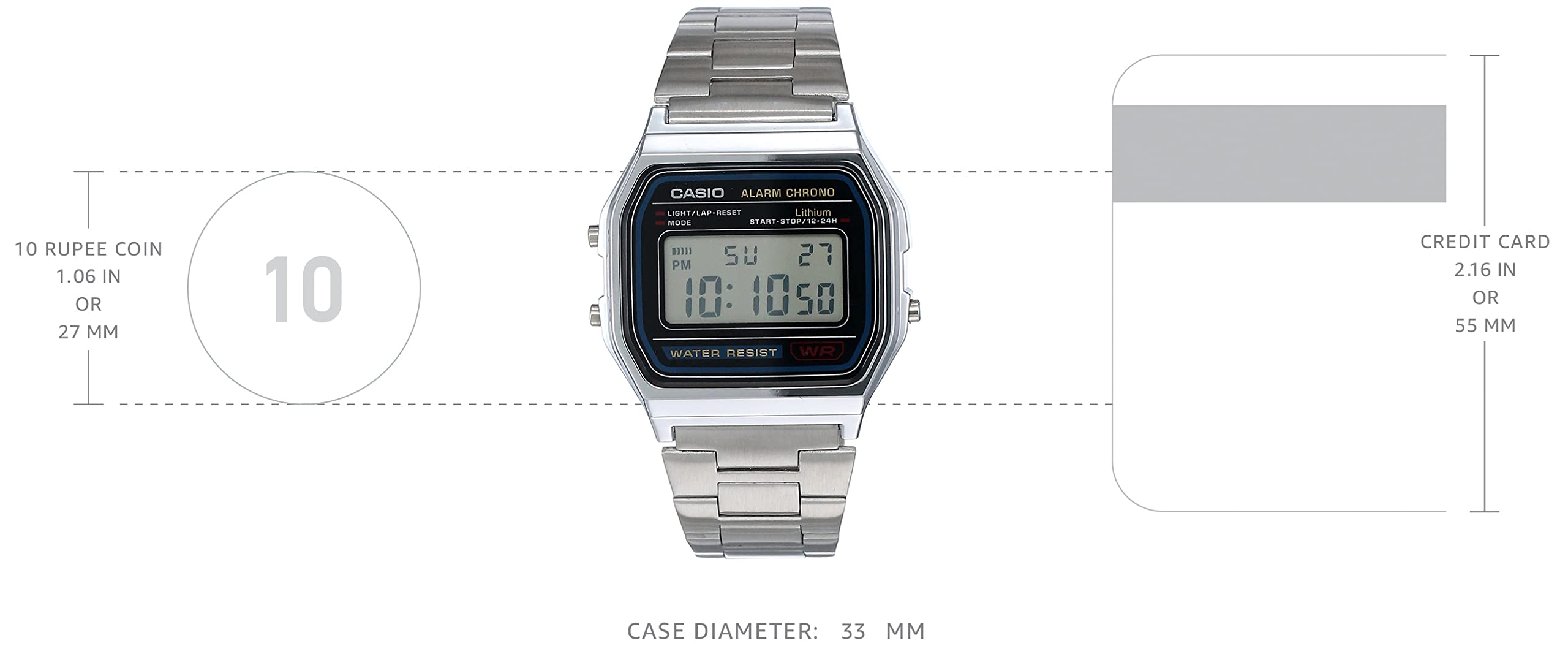 Casio Men's A158WA-1DF Stainless Steel Digital Watch