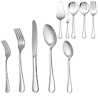 LIANYU 25 Piece Silverware Flatware Set with Serving Utensils, Stainless Steel Cutlery Utensils Service for 4, Include Knife Fork Spoon, Mirror Polished, Dishwasher Safe