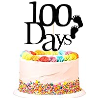 100 Days Cake Topper, One Hundred Days Party Decorations, Baby Birthday Cake Toppers, Black Glitter Baby Shower