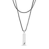 Nautica Stainless Steel Double Layered Vertical Bar Sailboat Necklace for Men