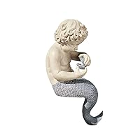 Design Toscano NG31302 Ocean's Little Treasures Sitting Mermaid Garden Statue, Faux Two Tone Stone Finish