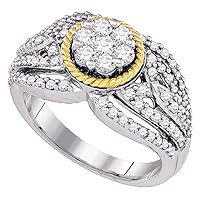 The Dimond Deal 10kt Two-tone Gold Womens Round Diamond 2-tone Roped Cluster Ring 1 Cttw