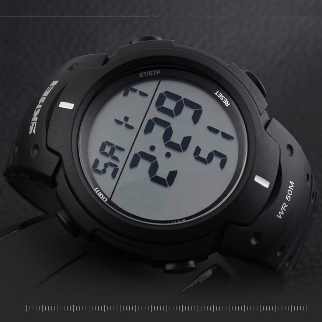 Carrie Hughes Men's Digital Sports Watch Waterproof LED Screen Large Face Military Luminous Stopwatch Alarm Army Outdoor Watch Black CH123 (CH289)