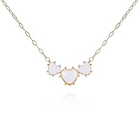 GUESS Goldtone Three Glass Heart Charm Dainty Necklace