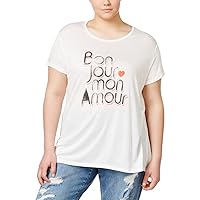 Rachel Roy Womens Curvy Bonjour Graphic T-Shirt