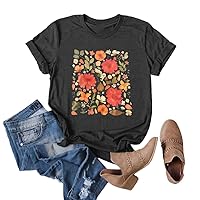 Anbech Womens Dandelion Graphic T-Shirts Teen Girls Cute Sunflower Trendy Clothes Casual Tee Tops