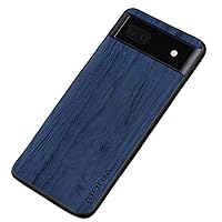 Creative Wood Grain Wear Resistant Phone Case Back Cover for Google Pixel 7 6 5 4 Pro 6A 5A 4A XL 4G 5G, Soft TPU Border Shockproof Shell(Blue,Pixel 5)