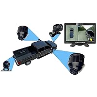 Backup Camera with Monitor - Backup Camera Systems for Truck with 4 Cameras, 7 Inch Monitor, Remote Control, 3D Brain, Trim for Flush Dash Mount, & Accessories, RV Security Camera System