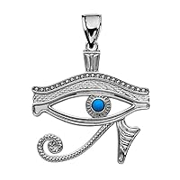 Little Treasures Eye of Horus 14 ct White Gold Turquoise Pendant Necklace Necklace (Available Chain Length 16