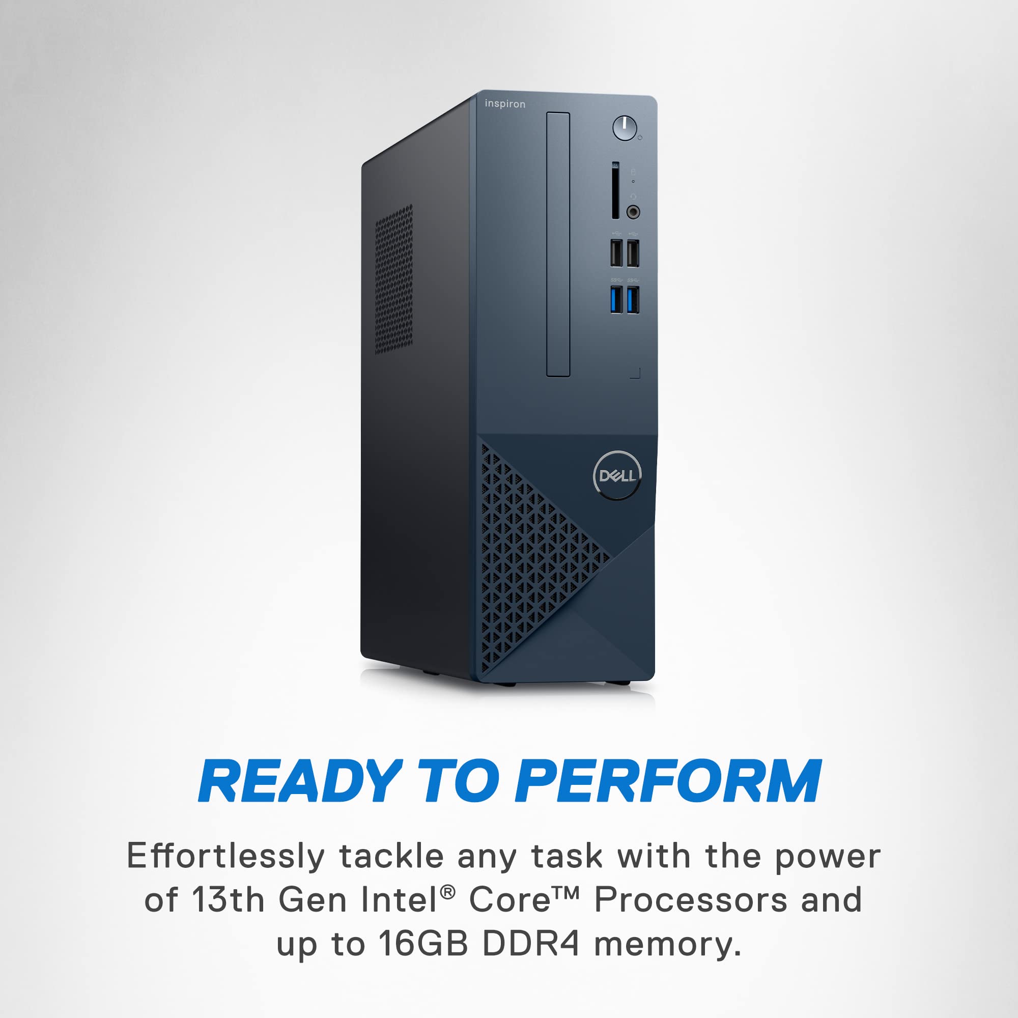 Dell Inspiron 3020S Desktop - Intel Core i3-13100, 8GB DDR4 RAM, 256GB SSD + 1TB HDD, Intel UHD 730 Graphics, Windows 11 Home - Mist Blue