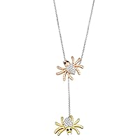 1/6 CTTW Mother's Day Gift For Her White and Black Accent Diamond Pendant with Spider Motif Y Shape Design Necklace Crafted in Rhodium Plated Sterling Silver, Ideal for Women, Girls, Adult