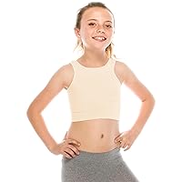 Kurve Premium Girls Seamless Supersoft Sleeveless Crop Tank Top - Stretchy Bra, UV UPF 50+ (Made in USA)