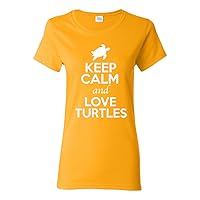 Ladies Keep Calm and Love Turtles Animal Lover T-Shirt Tee