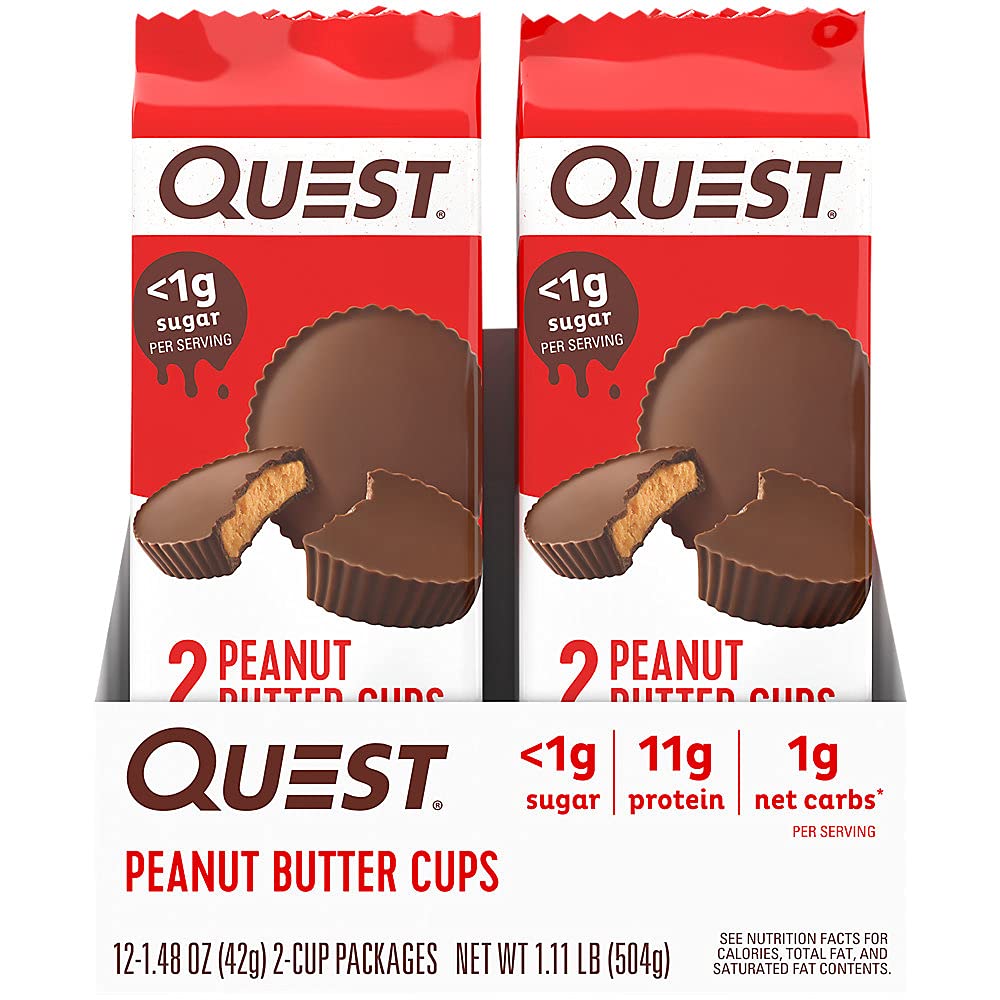 Quest Nutrition Cheese Crackers & High Protein Low Carb, Gluten Free, Keto Friendly, Peanut Butter Cups, 12 Count (Pack of 1) (total- 17.76 Ounce)