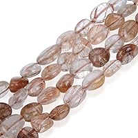 1 Strand Adabele Natural Brown Copper Rutilated Quartz Healing Gemstone Loose Beads 6mm to 8mm Free Form Oval Tumbled Pebble Stone Beads 15 inch for Jewelry Making GZ11-34