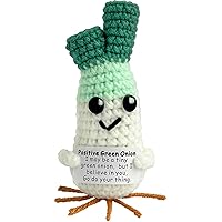 Emotional Support Crochet Green Onion, Knitted Positive Vegetable with Inspirational Card, Mini Cheer Up Gifts for Her Women Friends 1PC