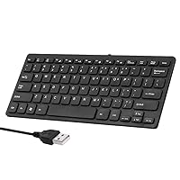 mewmewcat K-1000 Mini Keyboard 78 Keys Mini Keyboard USB Powered Wired Keyboard Chocolate Keyboard Portable Office Keyboard Black