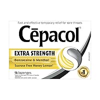 Cepacol Sore Throat Lozenges with Pain Numbing Relief, Extra Strength, Honey-Lemon, 16 lozenges