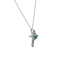 925 Sterling Silver Emerald White Topaz Gemstone Cross Design Pendant 925 Hallmarked Jewelry | Gifts For Women And Girls