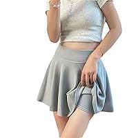 Plus Size Women's Skirts Summer Mini Elastic Pleated Skirts Lined Shorts Girl School Uniform Safety Pants Skirt