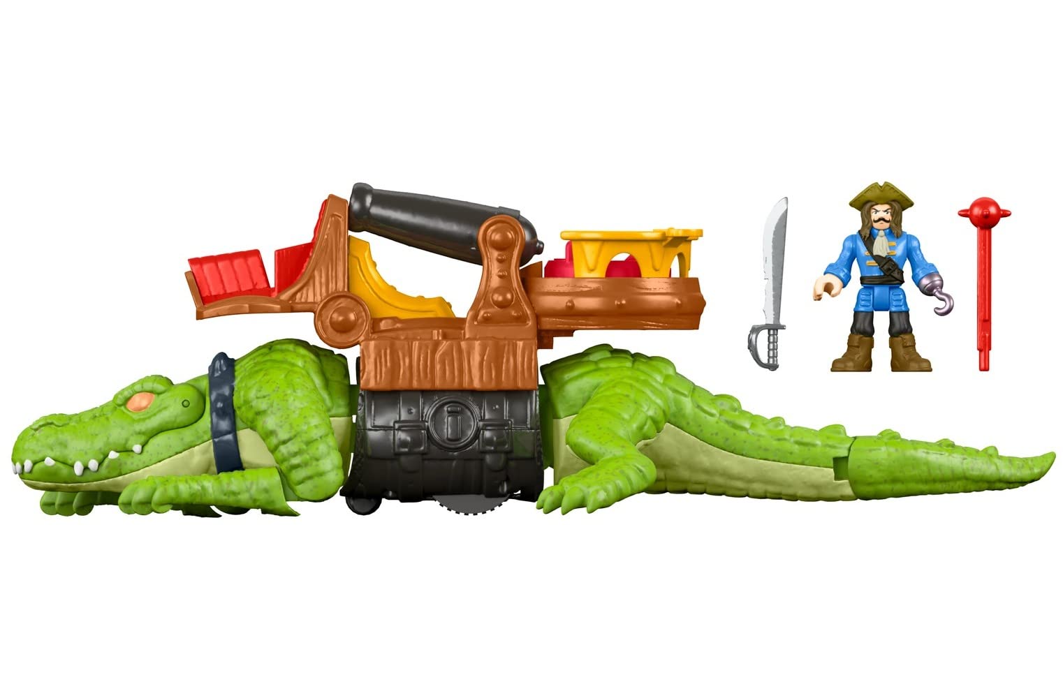 Imaginext Preschool Toys Walking Croc & Pirate Hook 5-Piece Playset with Launcher for Pretend Play Ages 3+ Years
