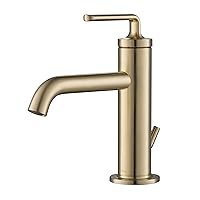 KRAUS Ramus Single Handle Bathroom Sink Faucet with Lift Rod Drain in Brushed Gold, KBF-1221BG