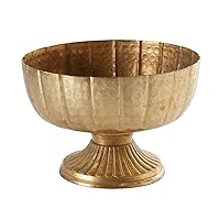 Distressed Gold Metal Compote Bowl | Gold Compote Vase l Lita Metal Vase l Indoor and Outdoor Compote for Any Event