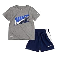 Nike Boy`s Dri-Fit T-Shirt & Shorts 2 Piece Set (Midnight Navy(76G054-U90)/Grey, 2T)