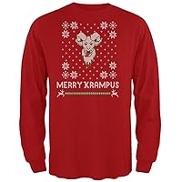 Christmas Merry Krampus Ugly Xmas Sweater Red Adult Long Sleeve T-Shirt - X-Large