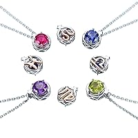Fashion Twelve Constellations Birthstone Gemstone 14K White Gold Rose Gold Necklace Chain Pendants for Women with Certificate