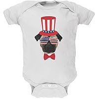 Animal World 4th Of July Funny Pug White Soft Baby One Piece