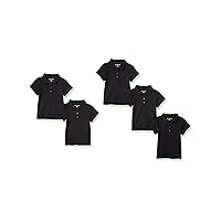 Amazon Essentials Girls and Toddlers' Uniform Short-Sleeve Interlock Polo Shirt, Multipacks