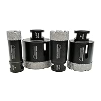 SHDIATOOL 4PCS Diamond Drill Bits Set 1 1-3/8 2 2-1/2 Inch for Porcelain Tile Granite Marble Brick Hole Saws with 5/8-Inch-11 Thread Dia 25 35 51 65mm