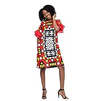 Zedi African Ankara Print Womens Multicolour Shift Knee Length Dress