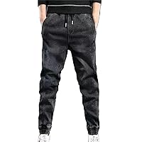 Winter Jeans Men's Black Slim Fit Stretch Pants Jeans Casual Pants Plus Size