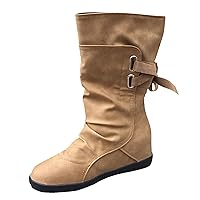 Women's Wedge Heel Lace-up Motorcycle Boots Mid-Tube Rider Boots Shoes