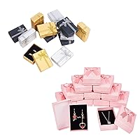 PH PandaHall 24pcs Jewelry Gift Box Set Cardboard Paper Gift Cases with Ribbon Bowknot 4 Colors Gift Packaging Boxes for Jewelry Necklaces Bracelet Packaging Valentine's Day, 2.7x2”/3.6x2.4